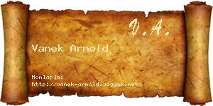 Vanek Arnold névjegykártya